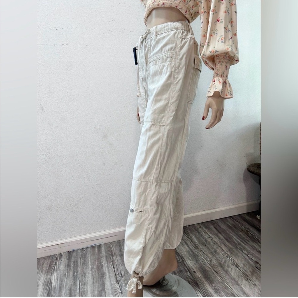 HABITUAL Chic cream Drawstring Cargo Pants Elegant Cream Ankle Pants